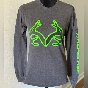 Real Tree Grey Long Sleeve w/ Neon Green Graphic T-Shirt